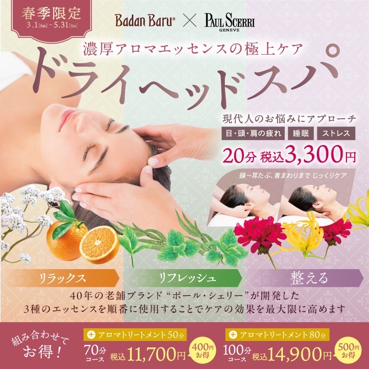 濃厚アロマエッセンスの極上ケア　ドライヘッドスパ