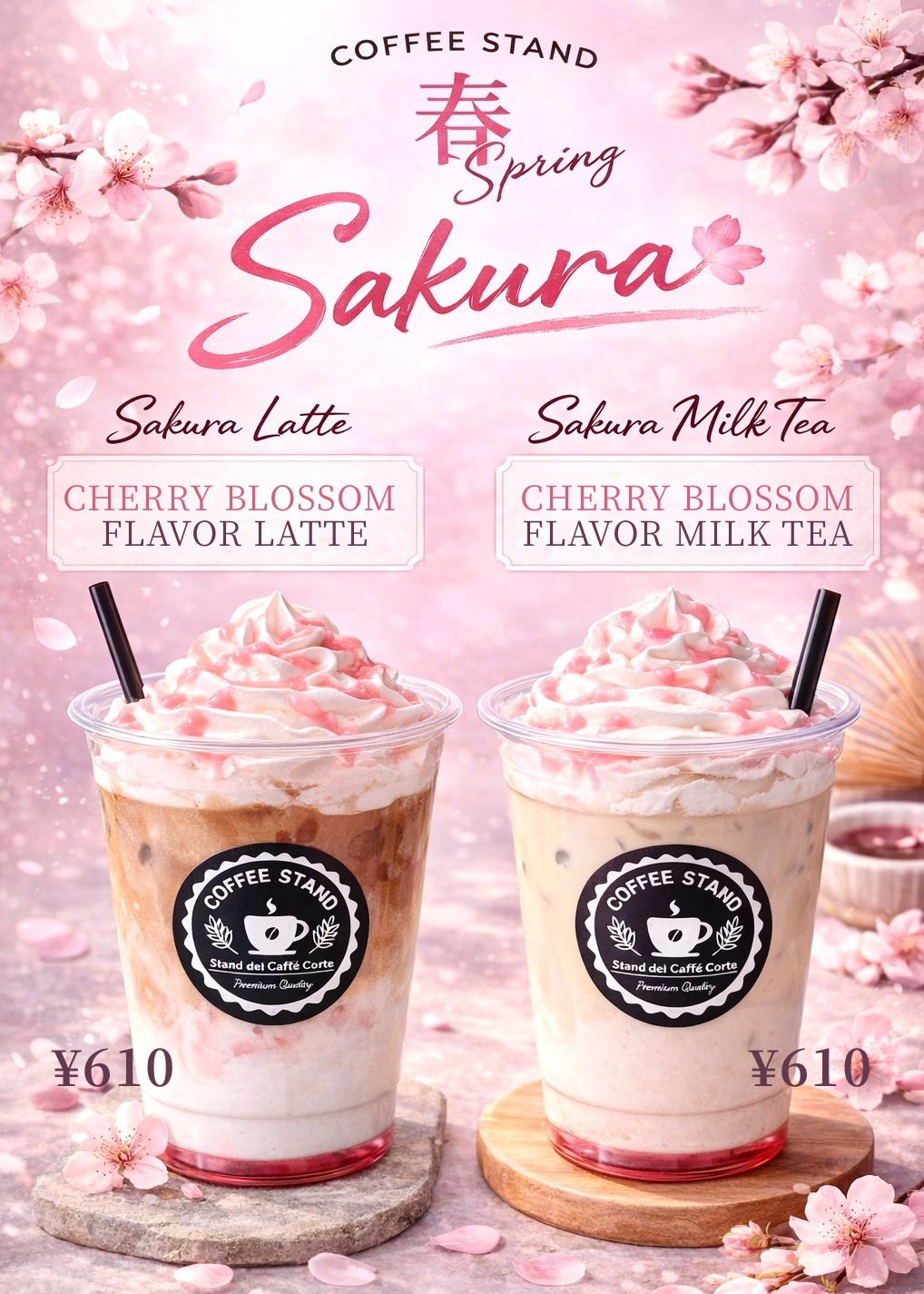 シーズナルメニューのご紹介 桜ラテ・桜ミルクティー