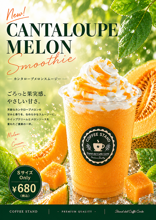 シーズナルメニューのご紹介 カンタロープメロンスムージー